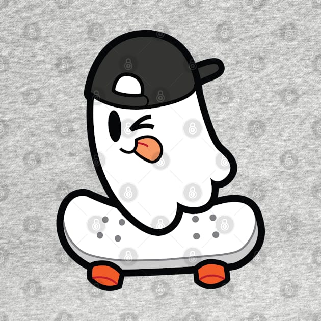 Cute Skateboarding Ghost by Sunny Saturated